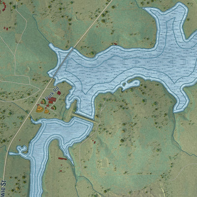 Second close-up of the map of Jacksboro, Texas print showing more streets and buildings