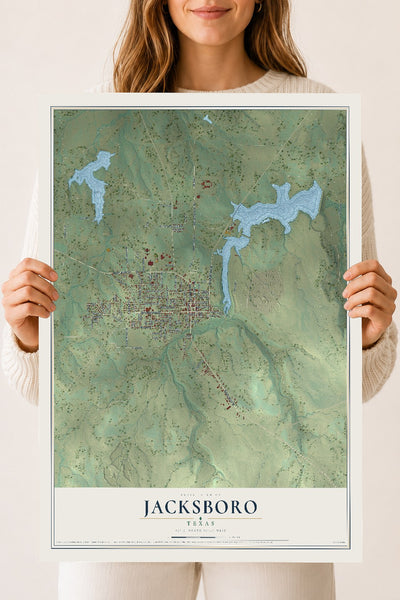 Map of Jacksboro, Texas, 18 x 24 inch unframed archival matte print