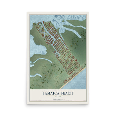 Map of Jamaica Beach, Texas, 12 x 18 inch unframed archival matte print