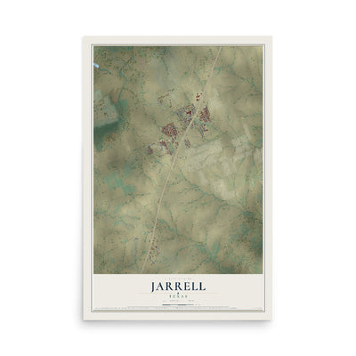 Map of Jarrell, Texas, 12 x 18 inch unframed archival matte print