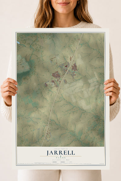 Map of Jarrell, Texas, 18 x 24 inch unframed archival matte print