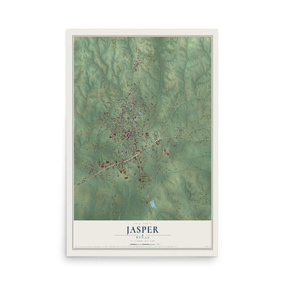 Map of Jasper, Texas, 12 x 18 inch unframed archival matte print