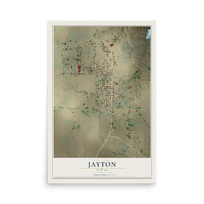 Map of Jayton, Texas, 12 x 18 inch unframed archival matte print