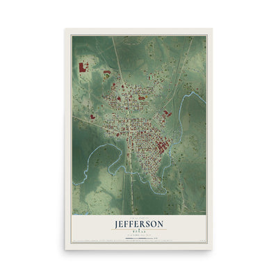 Map of Jefferson, Texas, 12 x 18 inch unframed archival matte print