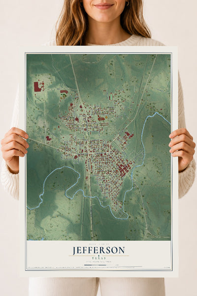 Map of Jefferson, Texas, 18 x 24 inch unframed archival matte print