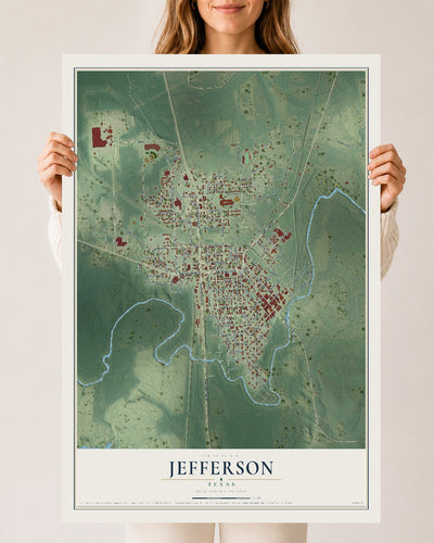 Map of Jefferson, Texas, 24 x 36 inch unframed archival matte print