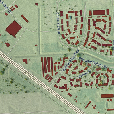 Second close-up of the map of Jersey Village, Texas print showing more streets and buildings