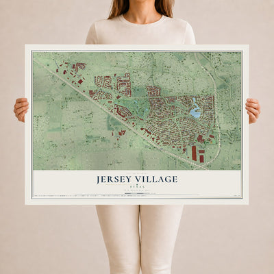 Map of Jersey Village, Texas, 24 x 36 inch unframed archival matte print