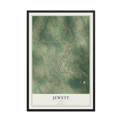 Map of Jewett, Texas, 12 x 18 inch print in a black wood frame