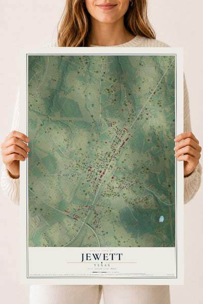 Map of Jewett, Texas, 18 x 24 inch unframed archival matte print