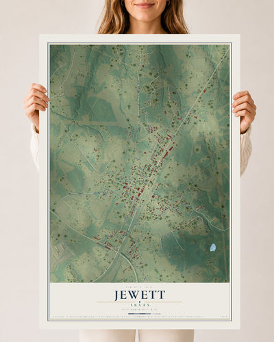 Map of Jewett, Texas, 24 x 36 inch unframed archival matte print