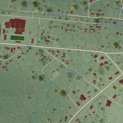 Close-up of the map of Joaquin, Texas print showing street and building detail