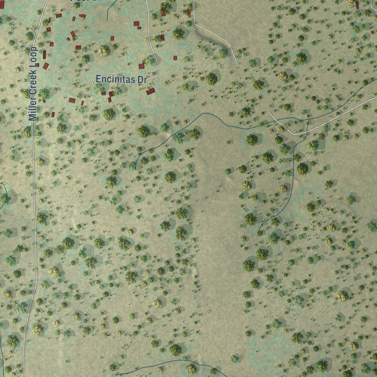 Second close-up of the map of Johnson City, Texas print showing more streets and buildings