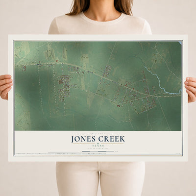 Map of Jones Creek, Texas, 18 x 24 inch unframed archival matte print
