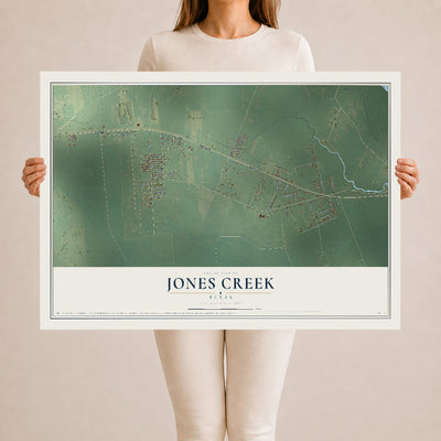 Map of Jones Creek, Texas, 24 x 36 inch unframed archival matte print