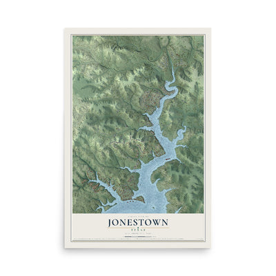 Map of Jonestown, Texas, 12 x 18 inch unframed archival matte print
