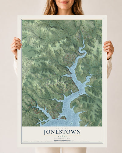 Map of Jonestown, Texas, 24 x 36 inch unframed archival matte print