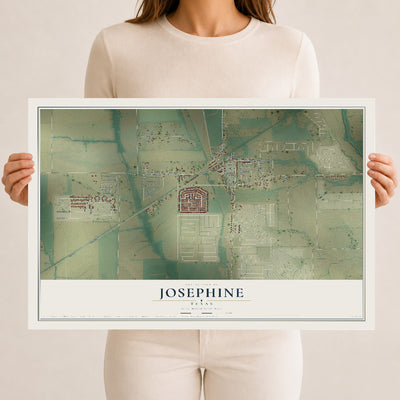 Map of Josephine, Texas, 12 x 18 inch unframed archival matte print