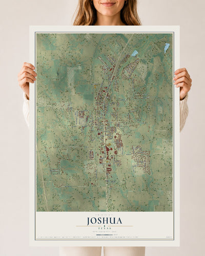 Map of Joshua, Texas, 24 x 36 inch unframed archival matte print
