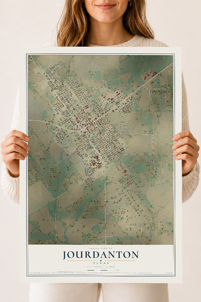 Map of Jourdanton, Texas, 18 x 24 inch unframed archival matte print