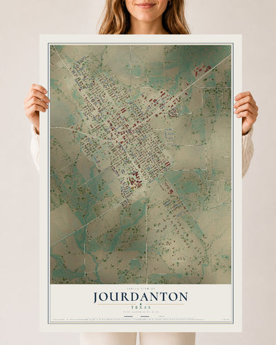 Map of Jourdanton, Texas, 24 x 36 inch unframed archival matte print