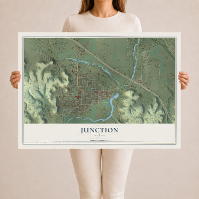 Map of Junction, Texas, 24 x 36 inch unframed archival matte print