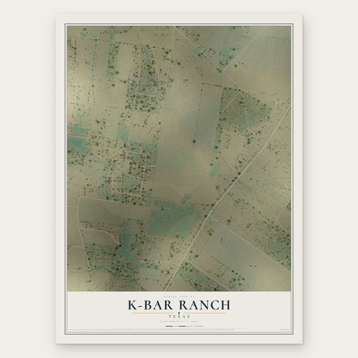 K-Bar Ranch, Texas map print, the full design