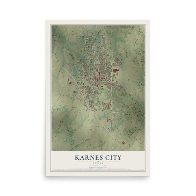 Map of Karnes City, Texas, 12 x 18 inch unframed archival matte print