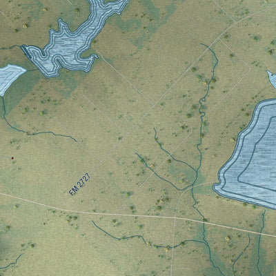 Second close-up of the map of Kaufman, Texas print showing more streets and buildings