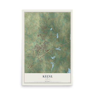 Map of Keene, Texas, 12 x 18 inch unframed archival matte print