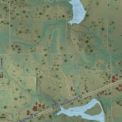 Second close-up of the map of Keene, Texas print showing more streets and buildings