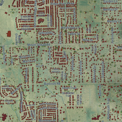 Second close-up of the map of Keller, Texas print showing more streets and buildings