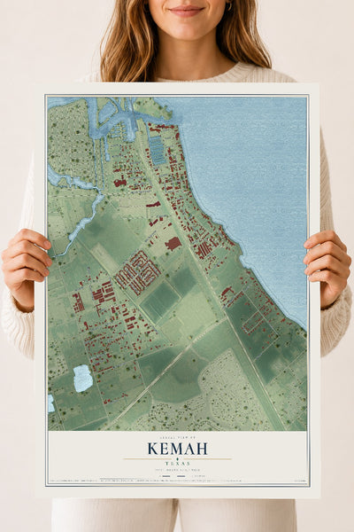 Map of Kemah, Texas, 18 x 24 inch unframed archival matte print