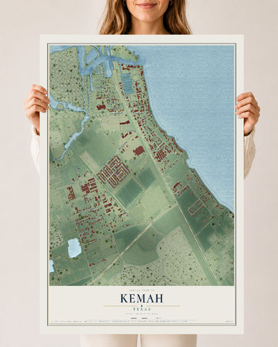 Map of Kemah, Texas, 24 x 36 inch unframed archival matte print