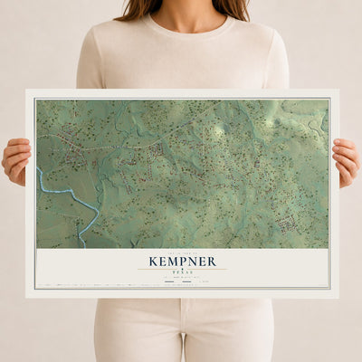 Map of Kempner, Texas, 12 x 18 inch unframed archival matte print