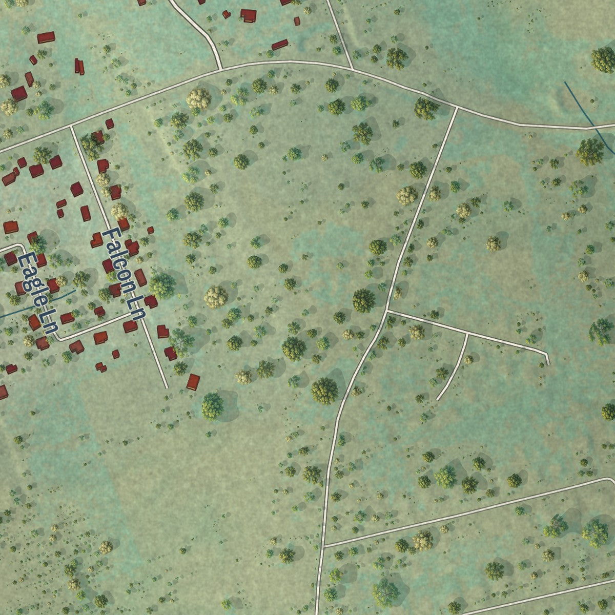 Second close-up of the map of Kempner, Texas print showing more streets and buildings