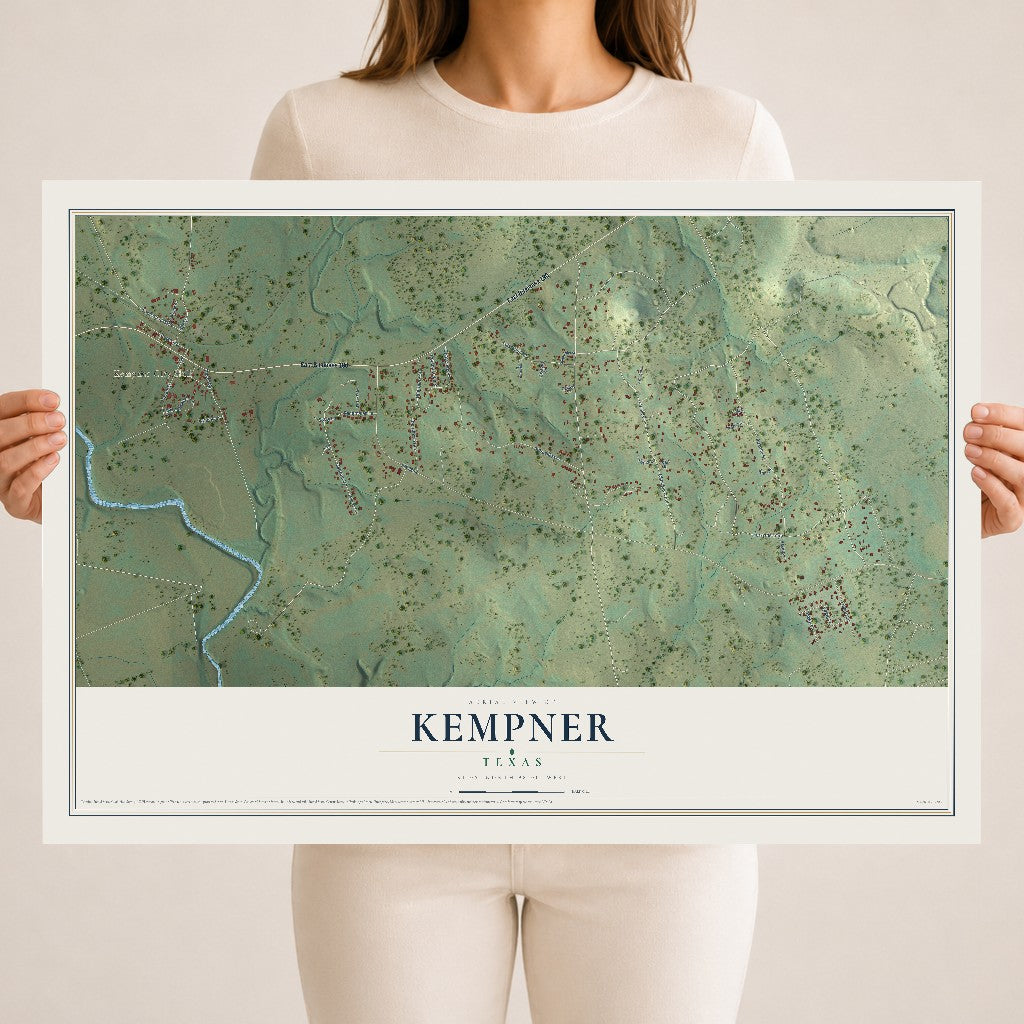 Map of Kempner, Texas, 18 x 24 inch unframed archival matte print