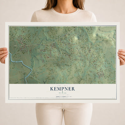 Map of Kempner, Texas, 18 x 24 inch unframed archival matte print