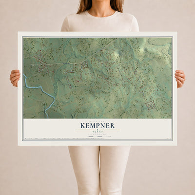 Map of Kempner, Texas, 24 x 36 inch unframed archival matte print