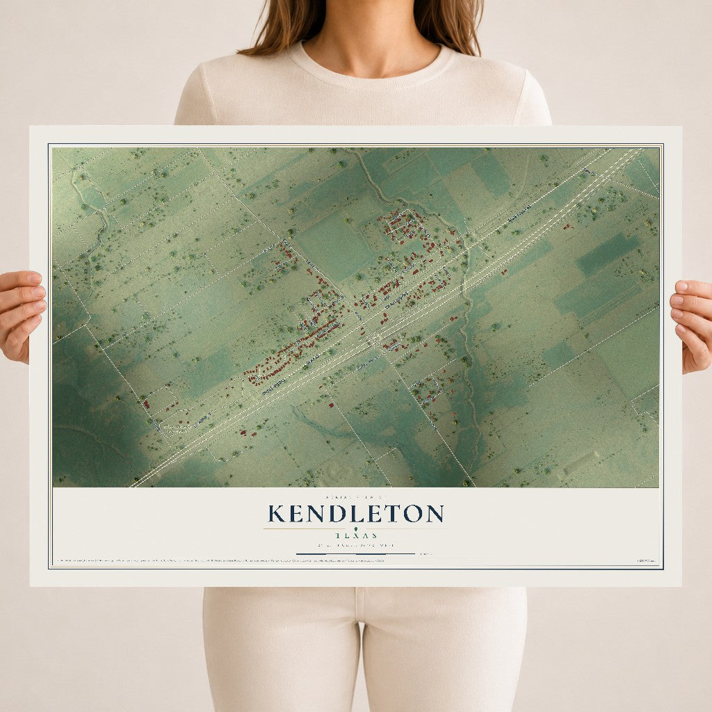 Map of Kendleton, Texas, 18 x 24 inch unframed archival matte print