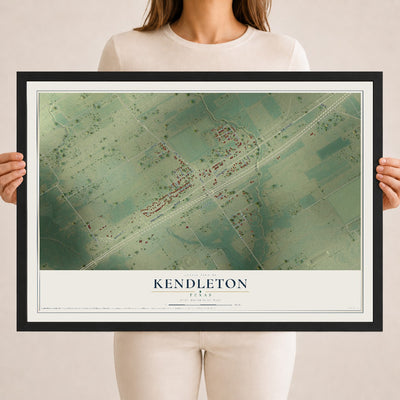 Map of Kendleton, Texas, 18 x 24 inch print in a black wood frame