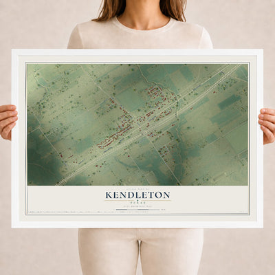 Map of Kendleton, Texas, 18 x 24 inch print in a white wood frame