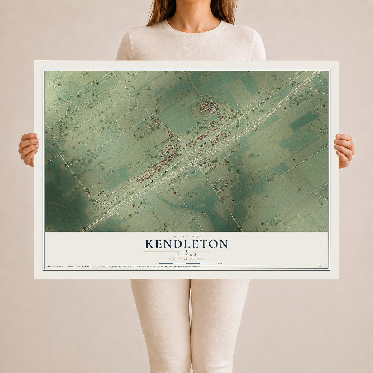 Map of Kendleton, Texas, 24 x 36 inch unframed archival matte print