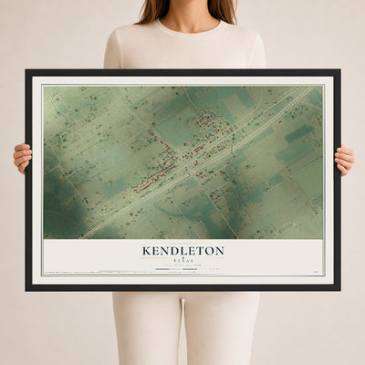 Map of Kendleton, Texas, 24 x 36 inch print in a black wood frame