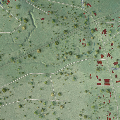Close-up of the map of Kenefick, Texas print showing street and building detail