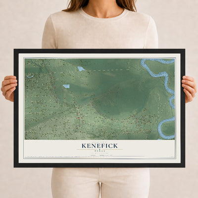 Map of Kenefick, Texas, 12 x 18 inch print in a black wood frame