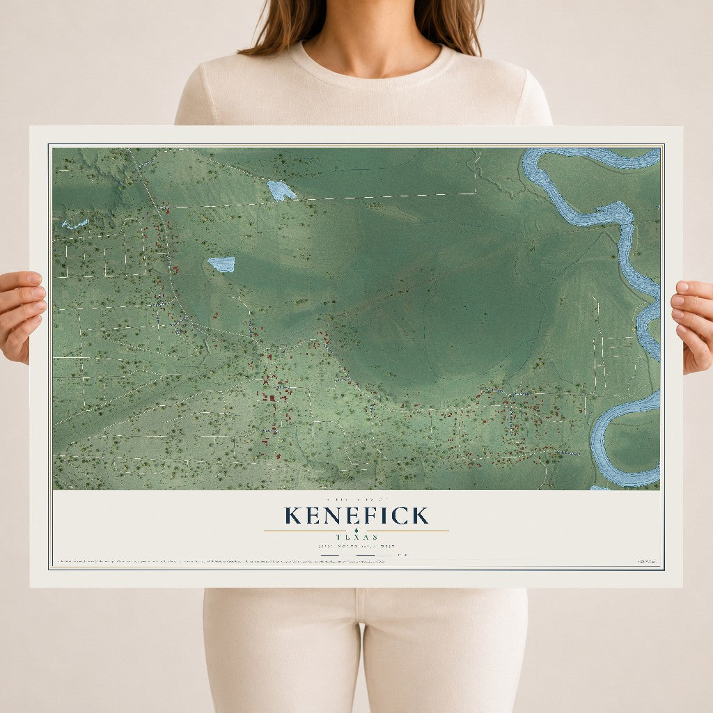Map of Kenefick, Texas, 18 x 24 inch unframed archival matte print