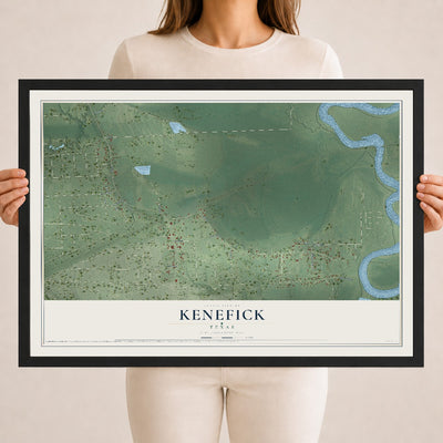 Map of Kenefick, Texas, 18 x 24 inch print in a black wood frame