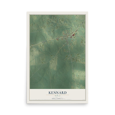 Map of Kennard, Texas, 12 x 18 inch unframed archival matte print