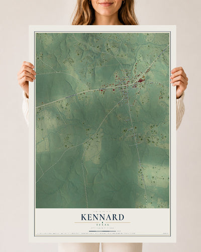 Map of Kennard, Texas, 24 x 36 inch unframed archival matte print